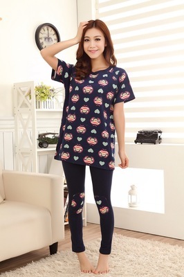 【2014春夏新款糖果色睡衣 愛心卡通短袖睡衣套裝女睡衣 日系家居服】?jī)r(jià)格,廠家,圖片,家居服、睡衣、浴袍,汕頭市潮陽區(qū)銅盂艾妮服裝廠-